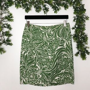 Loft Green Floral Print Mini Pencil Skirt
